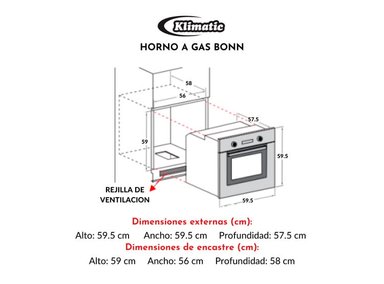 HORNO EMPOTRABLE GAS KLIMATIC BONN 70L - 5