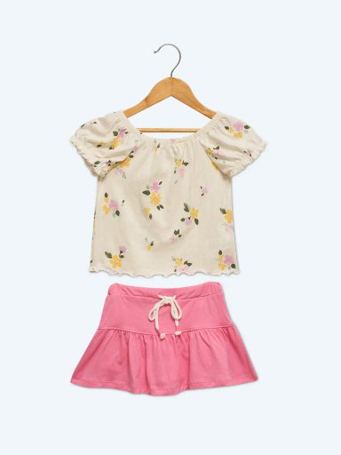 POLO MANGA CORTA ESTAMPADO + FALDA NIÑA HARVEST - 1
