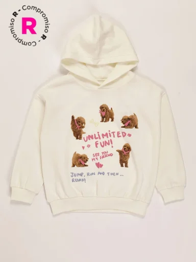 POLERA CAPUCHA PRINT TEDDY NIÑA HARVEST - 1