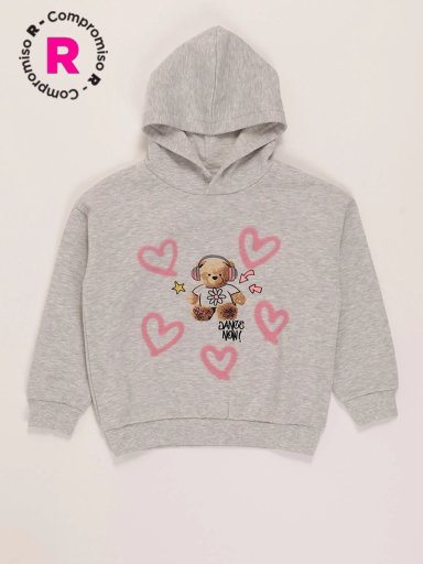 POLERA CAPUCHA PRINT TEDDY NIÑA HARVEST - 1