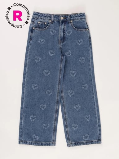 JEAN DENIM ALGODÓN BORDADO NIÑA HARVEST - 1