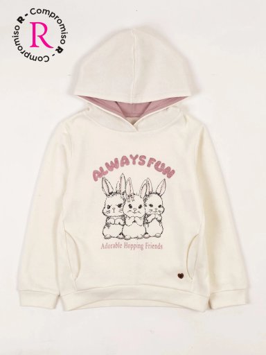 POLERA CON CAPUCHA FRANELA ESTAMPADO NIÑA HARVEST - 1