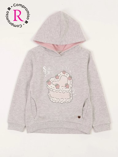 POLERA CON CAPUCHA FRANELA ESTAMPADO NIÑA HARVEST - 1