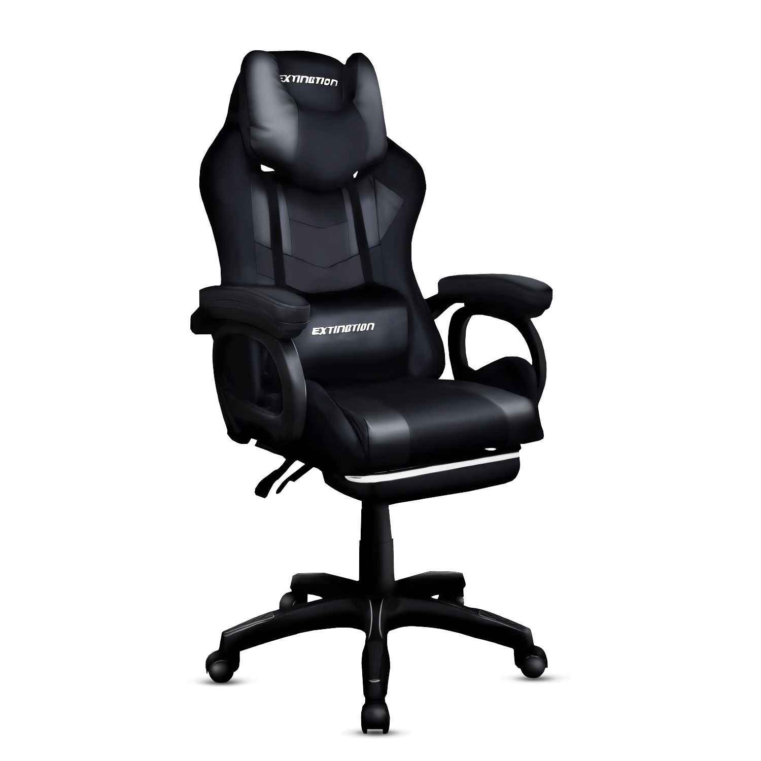 SILLA GAMER EXTINGTIÓN SAPP RECLINÁBLE DE GAMUZA Y CUERINA NEGRO