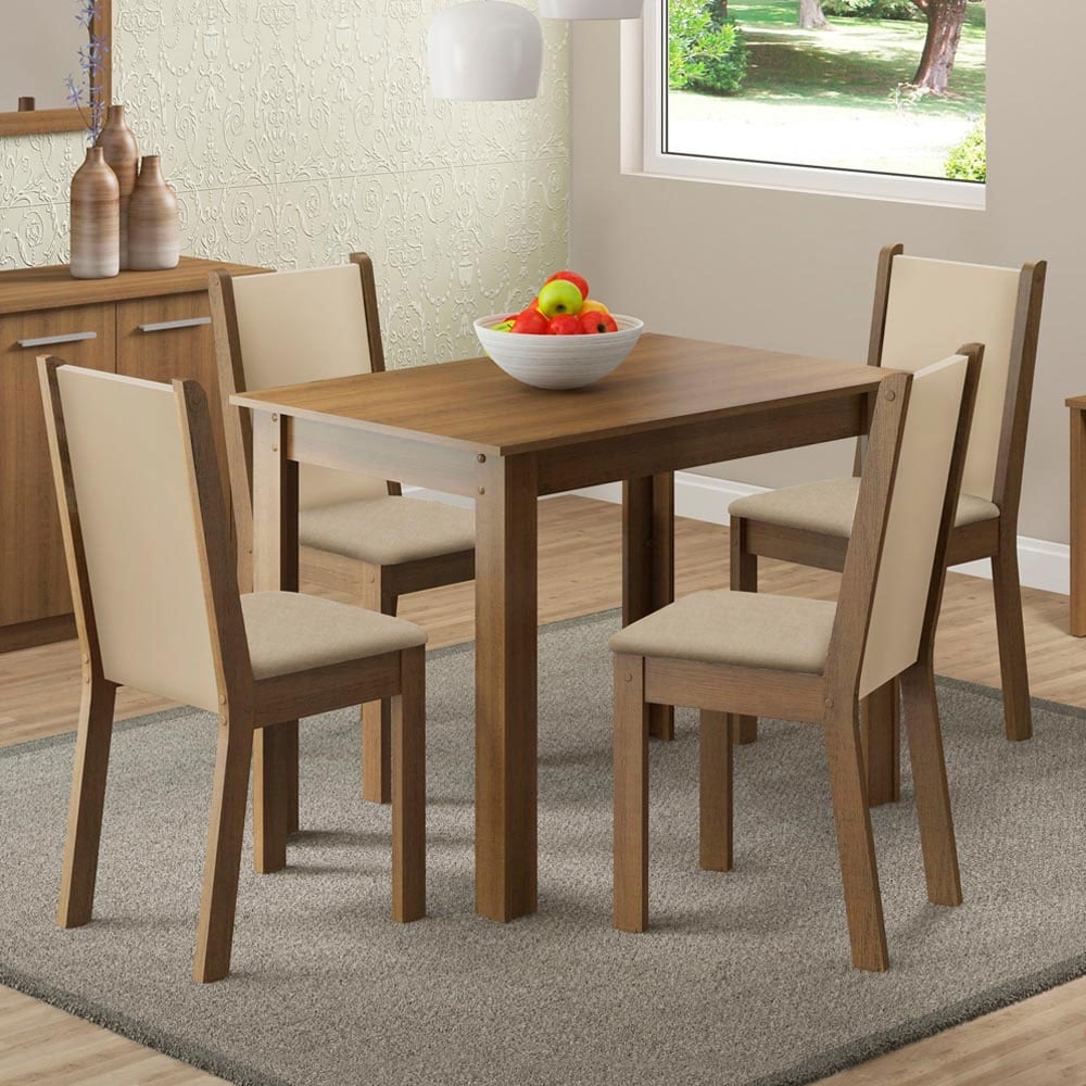 JUEGO DE COMEDOR MADESA CÍNTIA MESA CON TABLERO DE MADERA Y 4 SILLAS