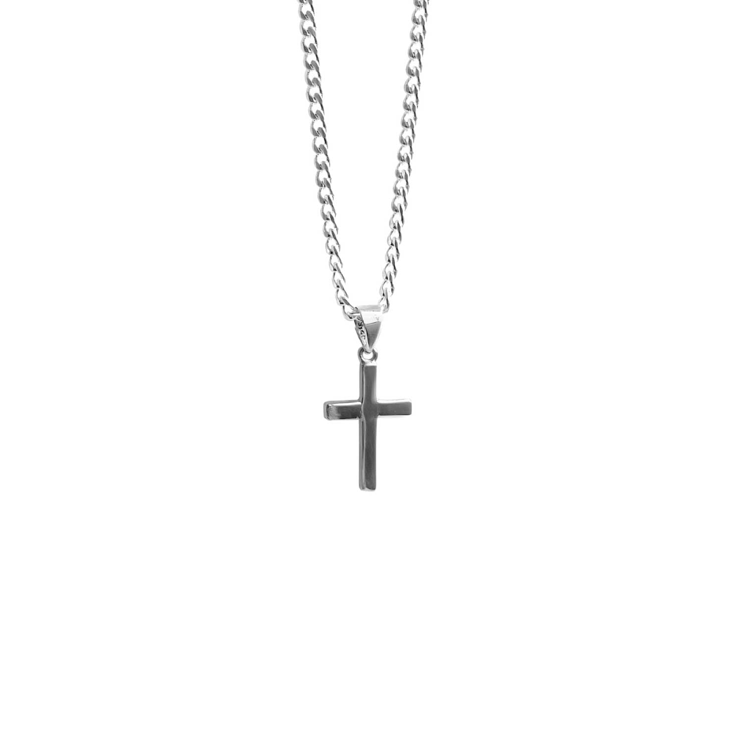 COLLAR BALIQ CRUZ PLANA HOMBRE PLATA 925