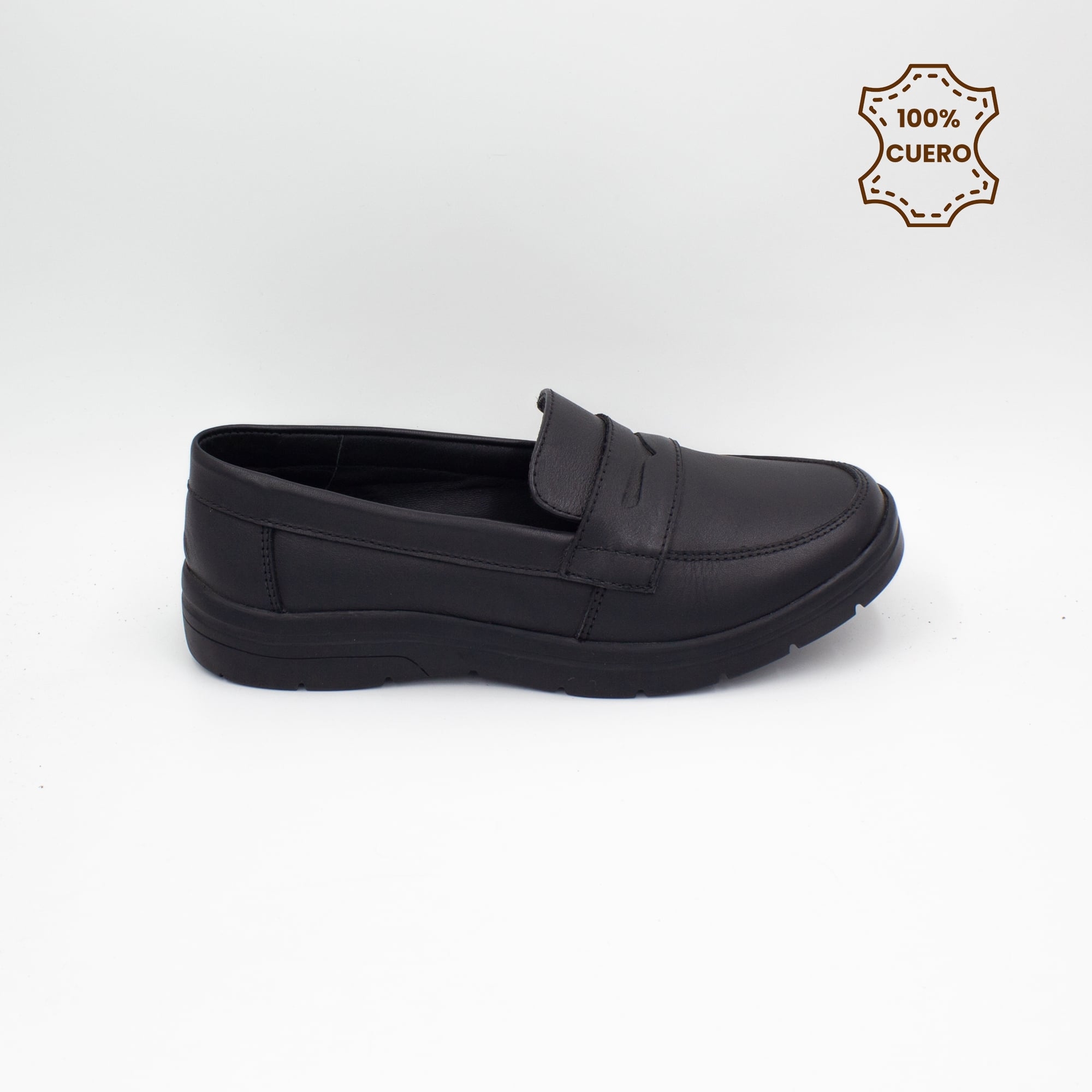 ZAPATOS MOCASINES NIÑA ABRIL CUERO NEGRO