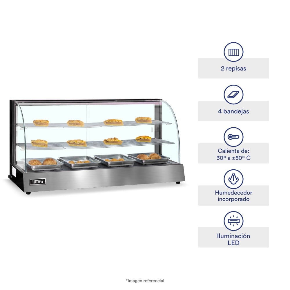 VITRINA ILUMI VCM-120 CALIENTE 4 BANDEJAS