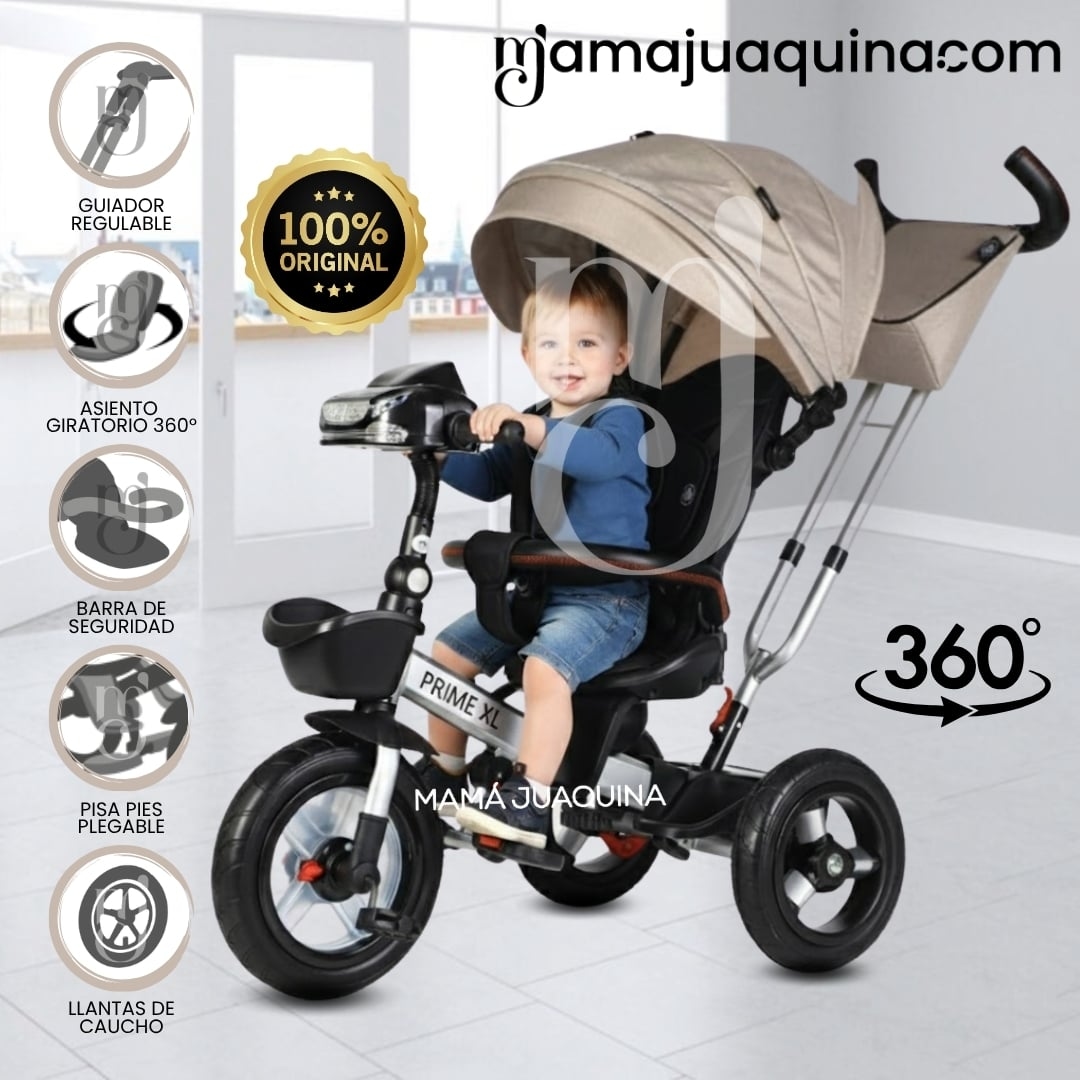TRICICLO GUIADOR GIRATORIO «PRIME XL» PARA NIÑOS BEIGE