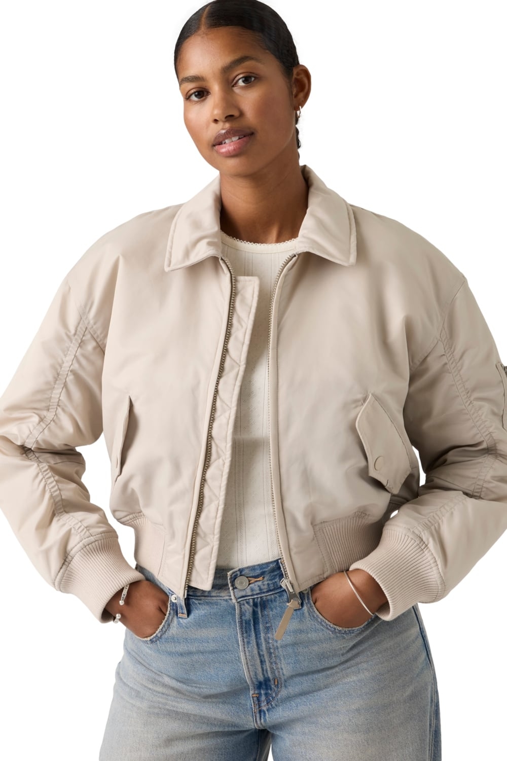CASACA MUJER BOWIE CROP BOMBER GRIS LEVIS 005AQ-0002