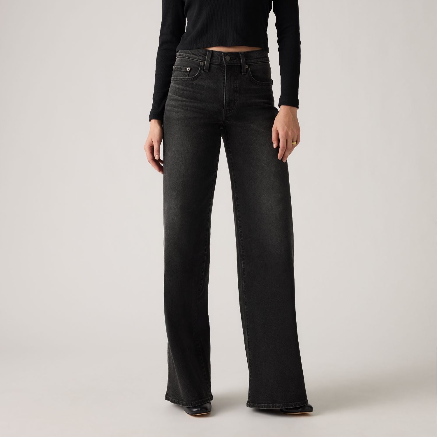 JEANS MUJER 728 HIGH RISE WIDE LEG NEGRO LEVIS 0039B-0000