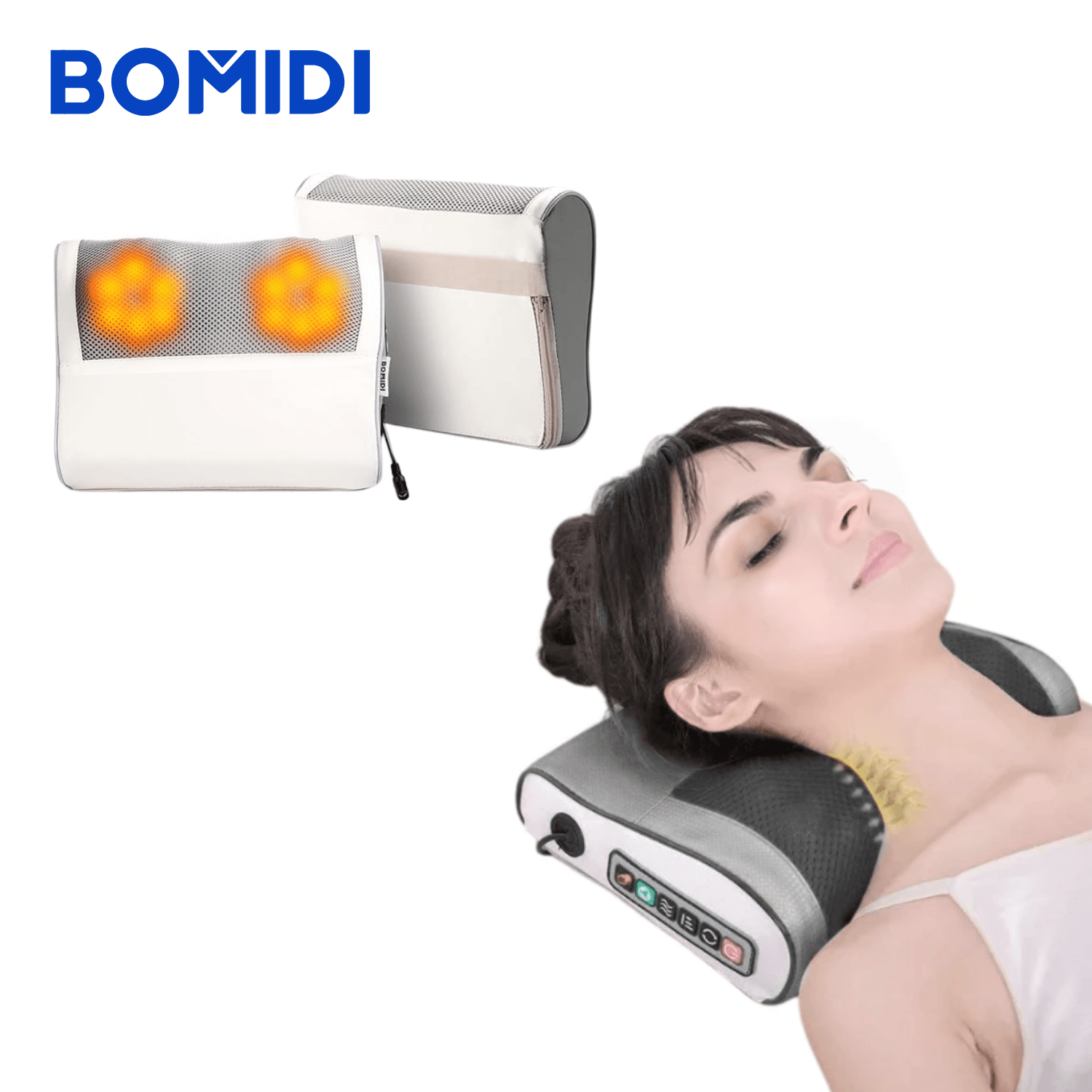 ALMOHADA MASAJEADORA ELÉCTRICA ESPALDA BOMIDI MP1 BLANCO