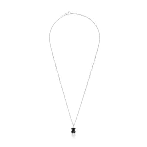 COLLAR CORTO DE PLATA Y MOTIVO OSO EN ÓNIX ICON COLOR