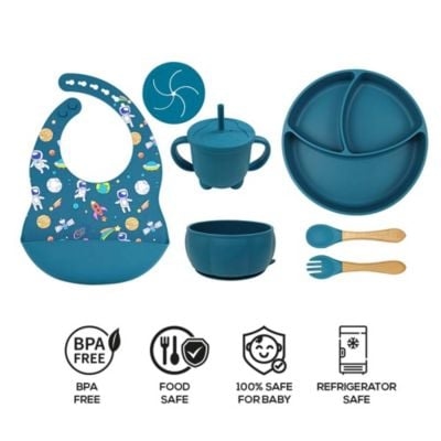 SET DE PLATOS DE SILICONA PARA BEBES SPACE