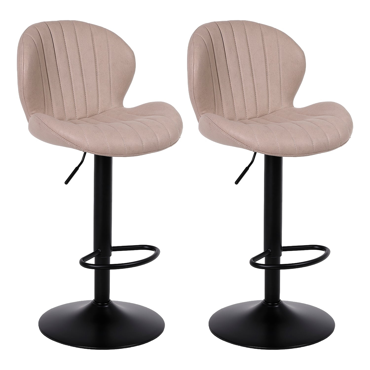 SET X 2 BANCOS DE BAR LOUNGE CON RESPALDO Y REPOSAPIÉS BEIGE