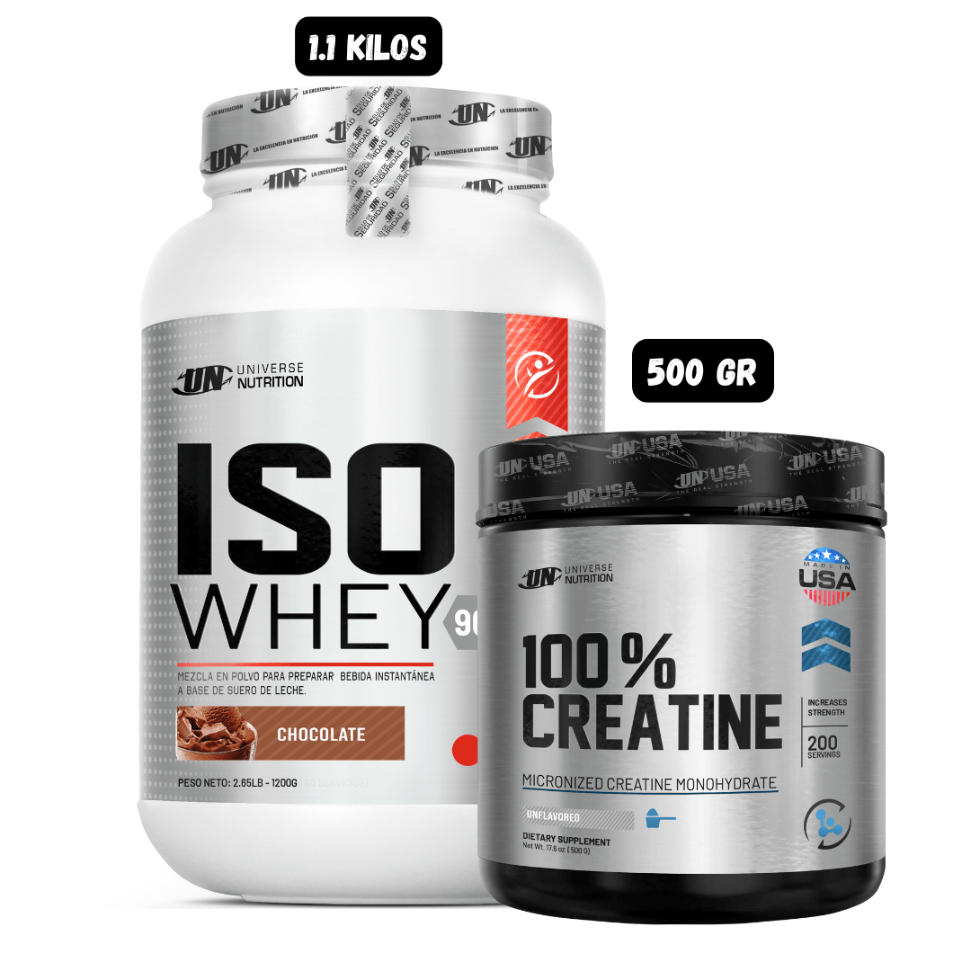 ISO WHEY 90 1.1 KG (CHOCOLATE) + CREATINA UN 500 GRAMOS