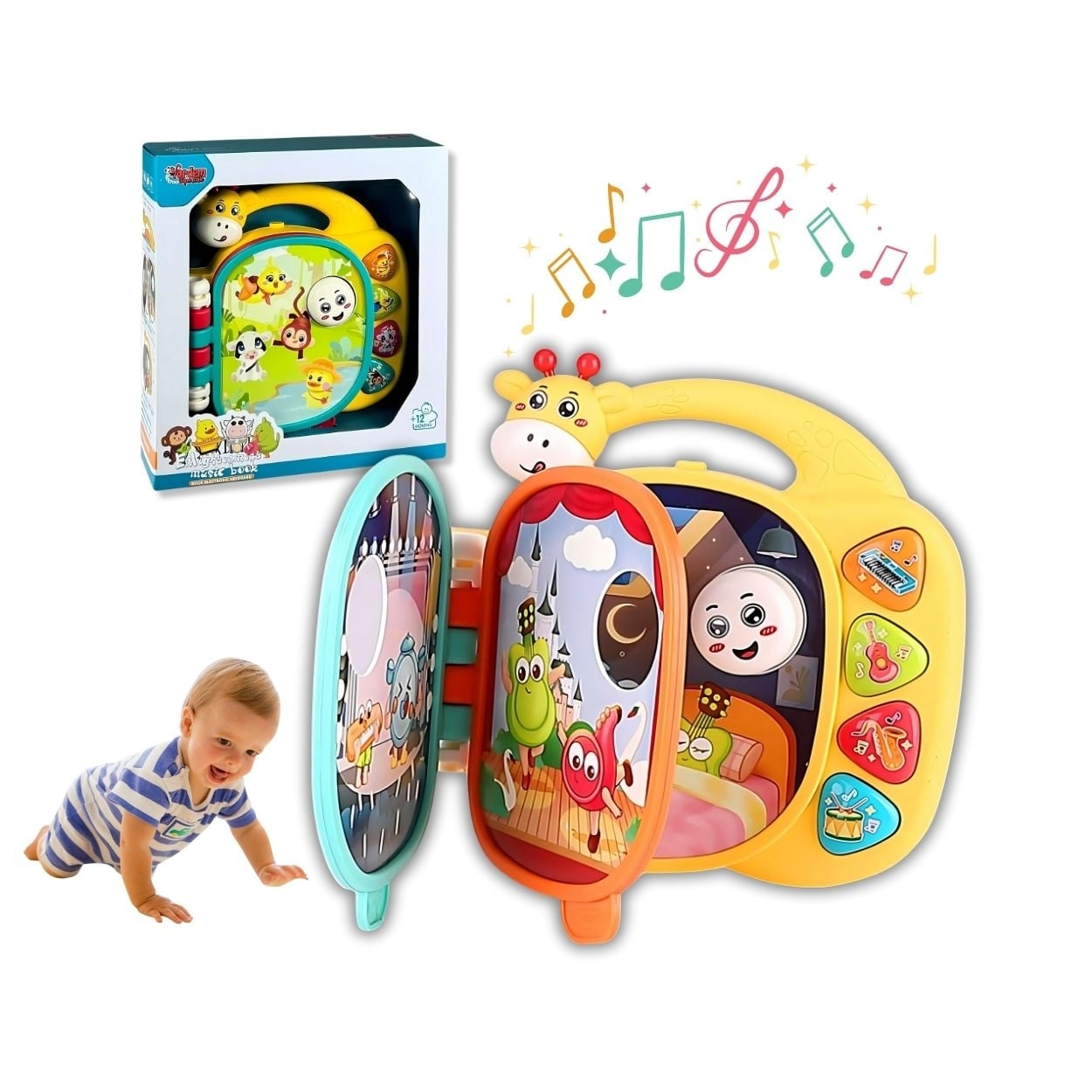 LIBRO INTERACTIVO JIRAFA MONTESSORI MUSICAL PARA BEBÉ