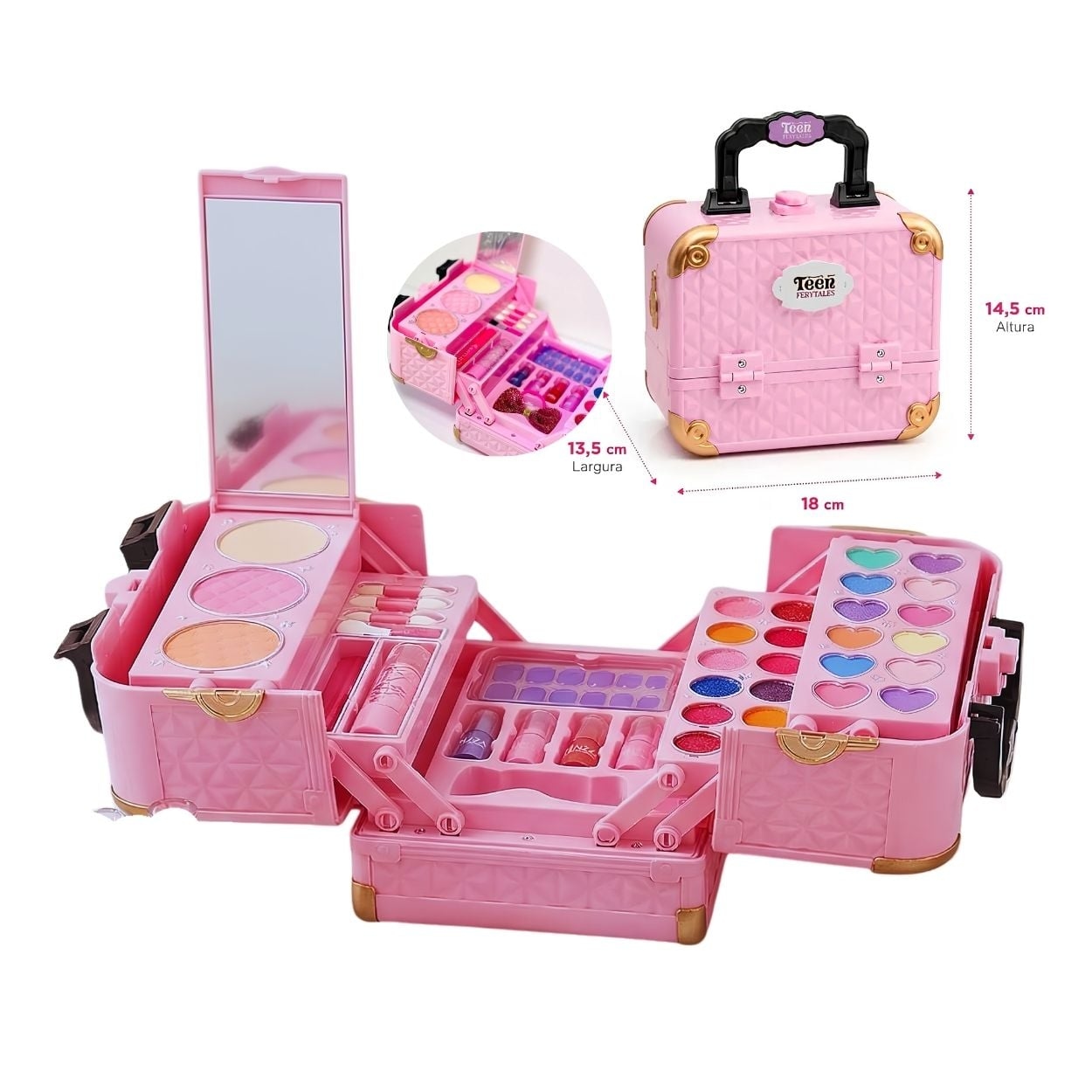MALETÍN DE MAQUILLAJE INFANTIL NIÑAS KIT DE BELLEZA ROSADO