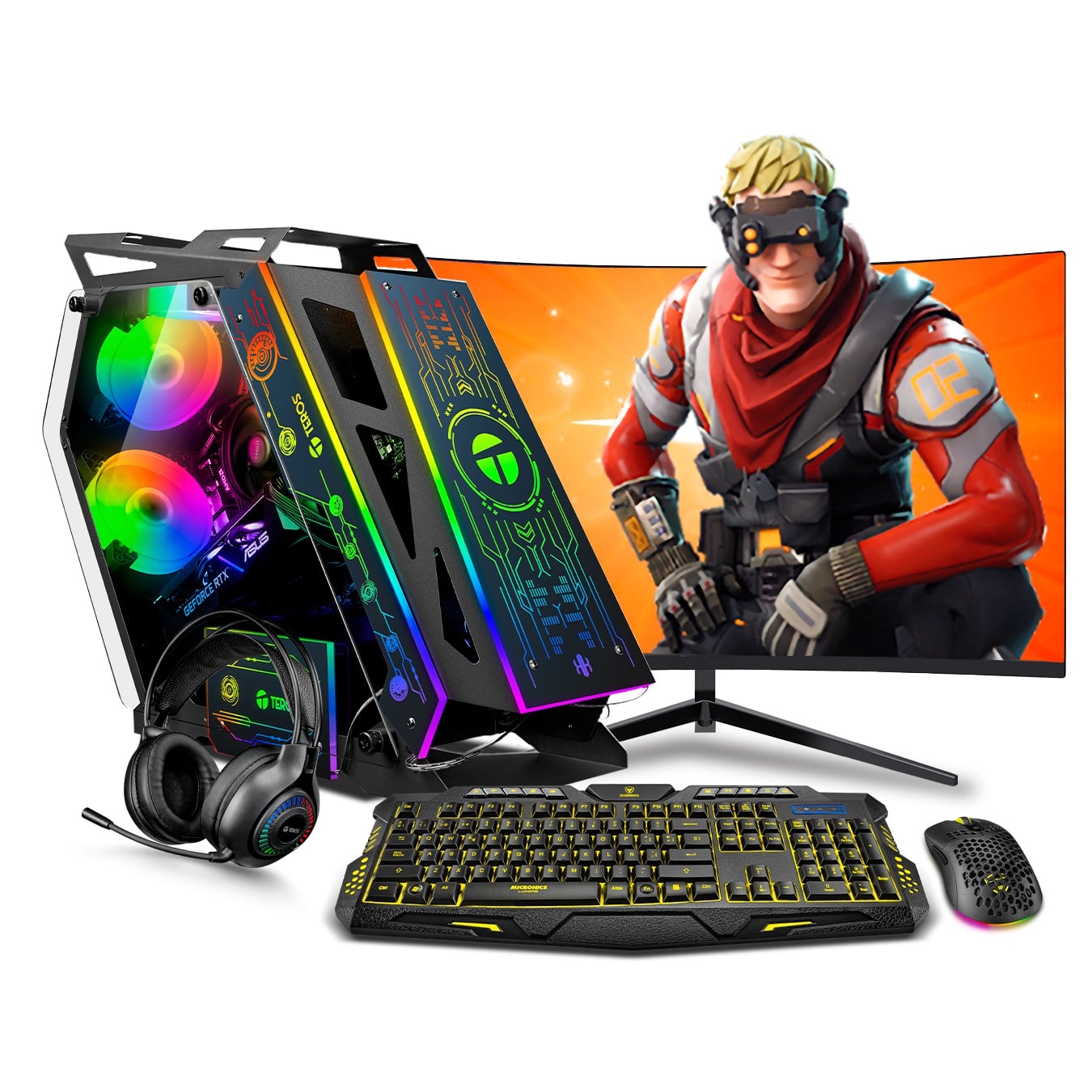 COMPUTADORA GAMER RYU RGB PLUS RYZEN 7 5700 32GB 500GB RTX3050 6GB 24' CURVO MI PC LISTA - MIPCLISTA
