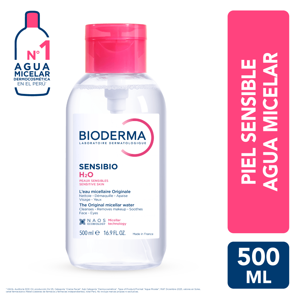 AGUA MICELAR BIODERMA SENSIBIO H2O PUMP 500ML