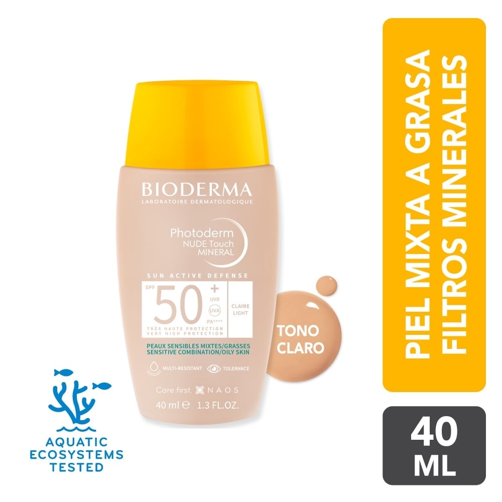 PROTECTOR SOLAR BIODERMA PHOTODERM NUDE TOUCH CLAIRE SPF50+ 40ML