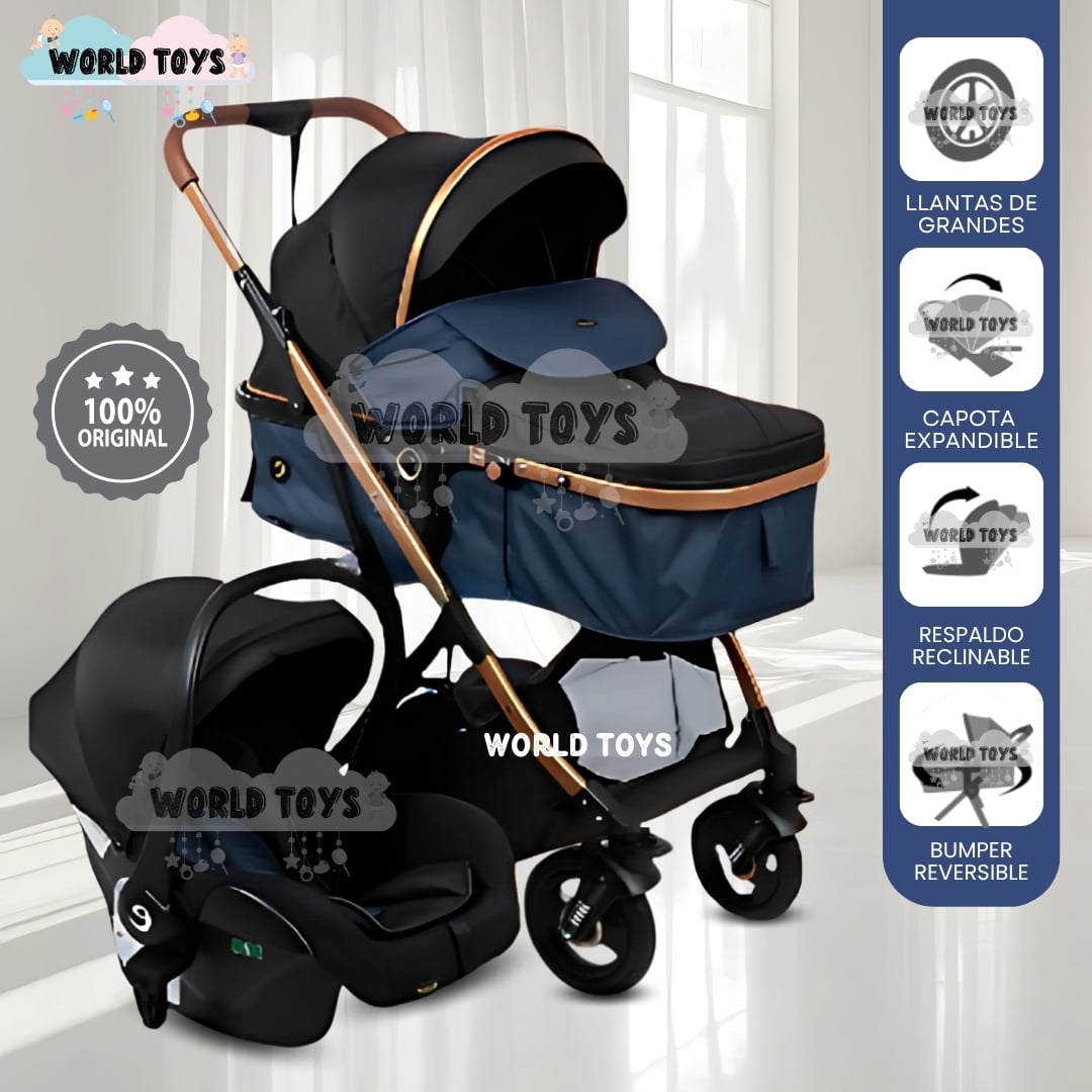 COCHE CUNA «RONDA PRIME» CON PORTA BEBÉ BLUE