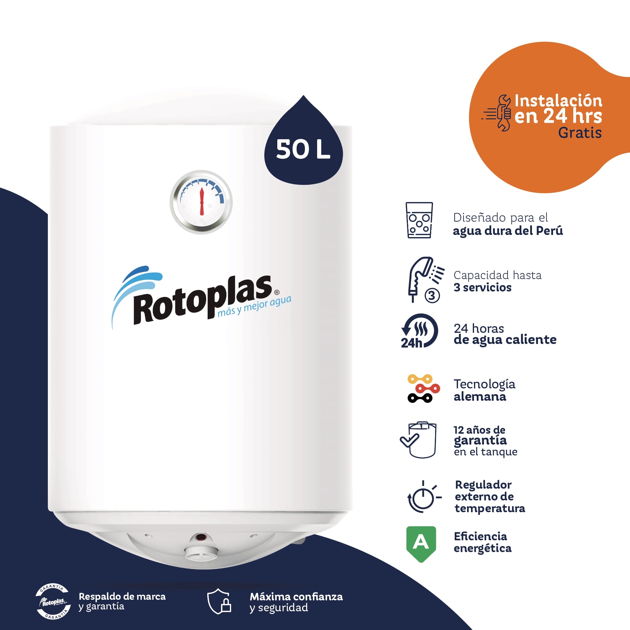 TERMA DE ACUMULACIÓN ROTOPLAS DURATERMA 50LT