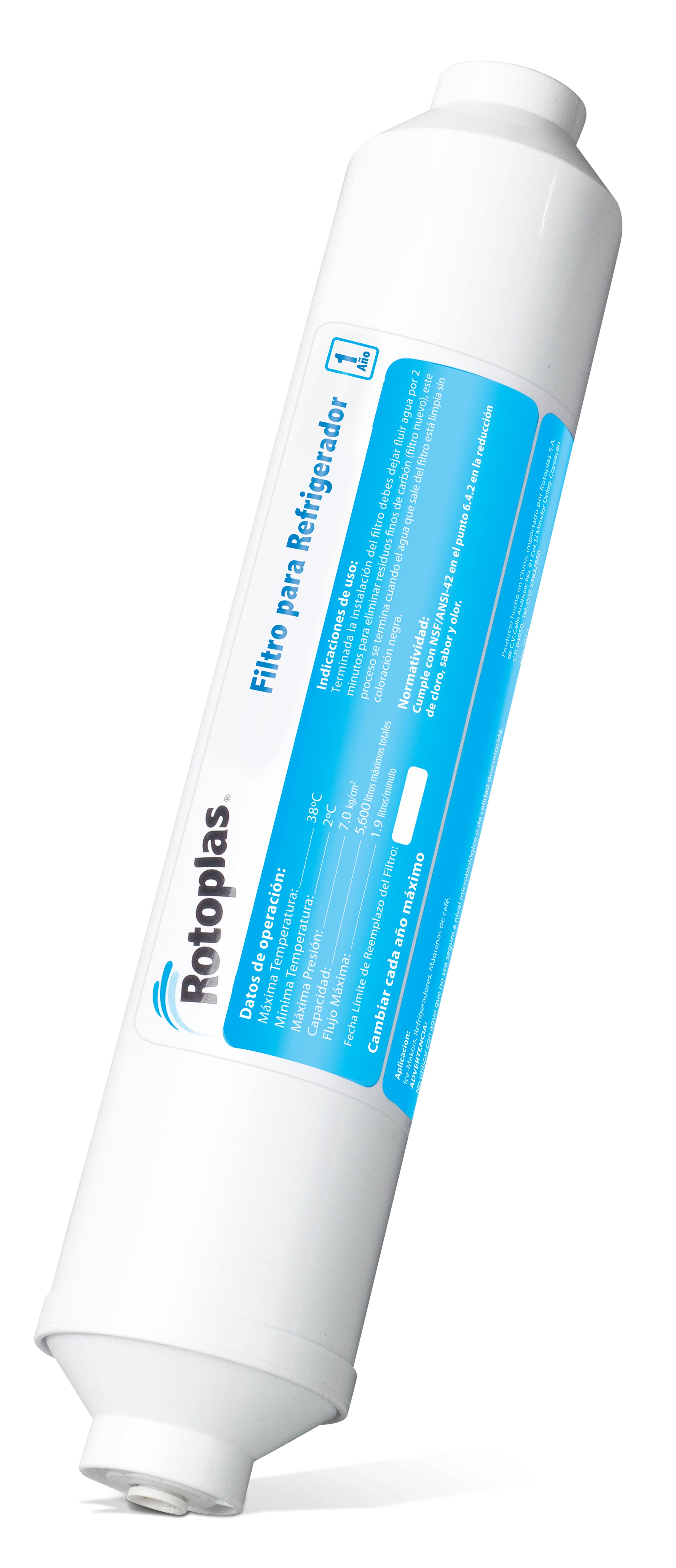 CARTUCHO FILTRO ROTOPLAS BLANCO DE REFRIGERACIÓN OSMOSIS INVERSA N°5