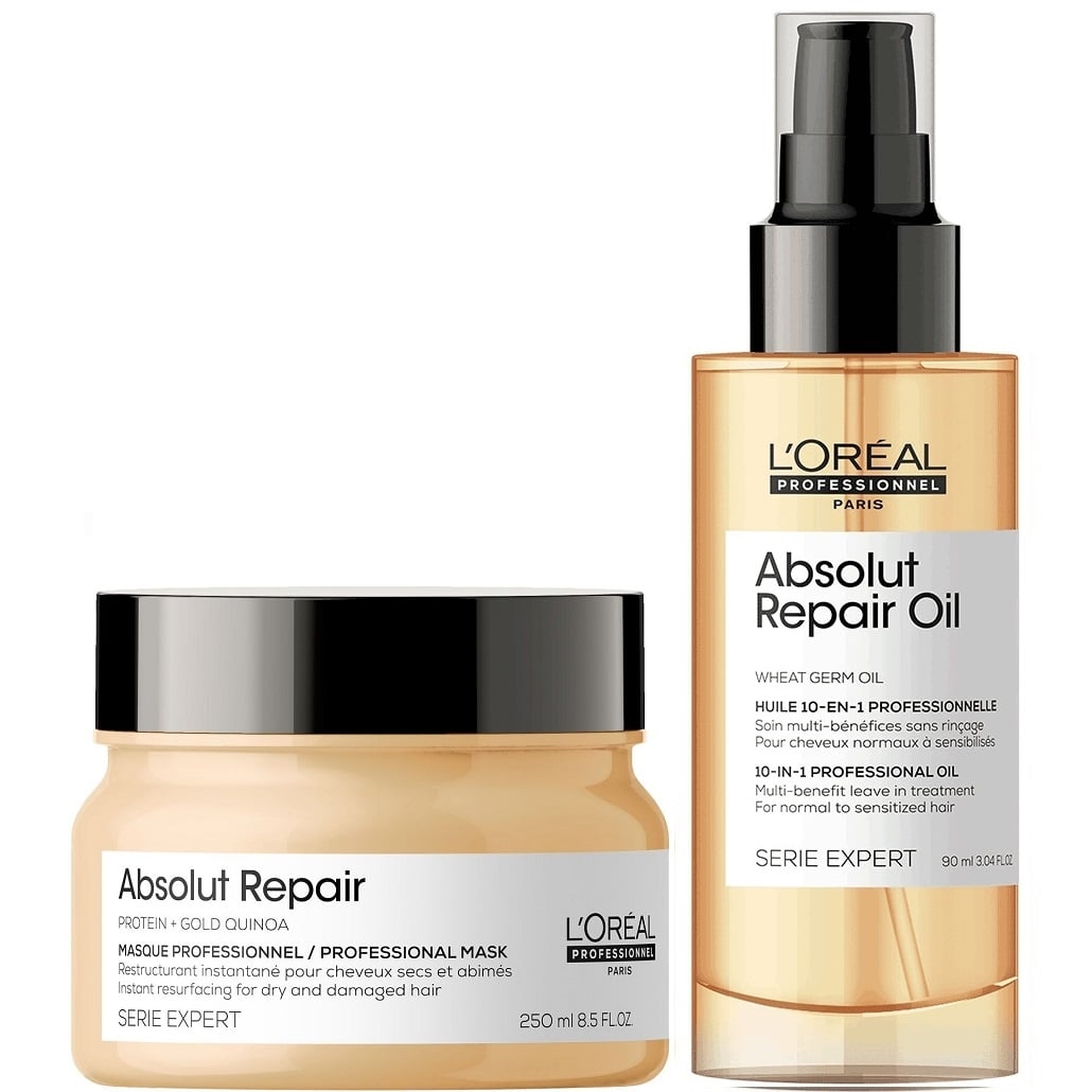 MASCARILLA LOREAL PROFESSIONNEL EMPHASELOARL014 REPARADORA + SÉRUM LOREAL ABSOLUT REPAIR