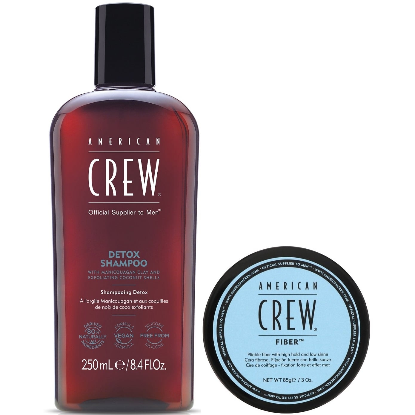 SHAMPOO AMERICAN CREW EXFOLIANTE DETOX + CERA MATE FIBER 85G MEN