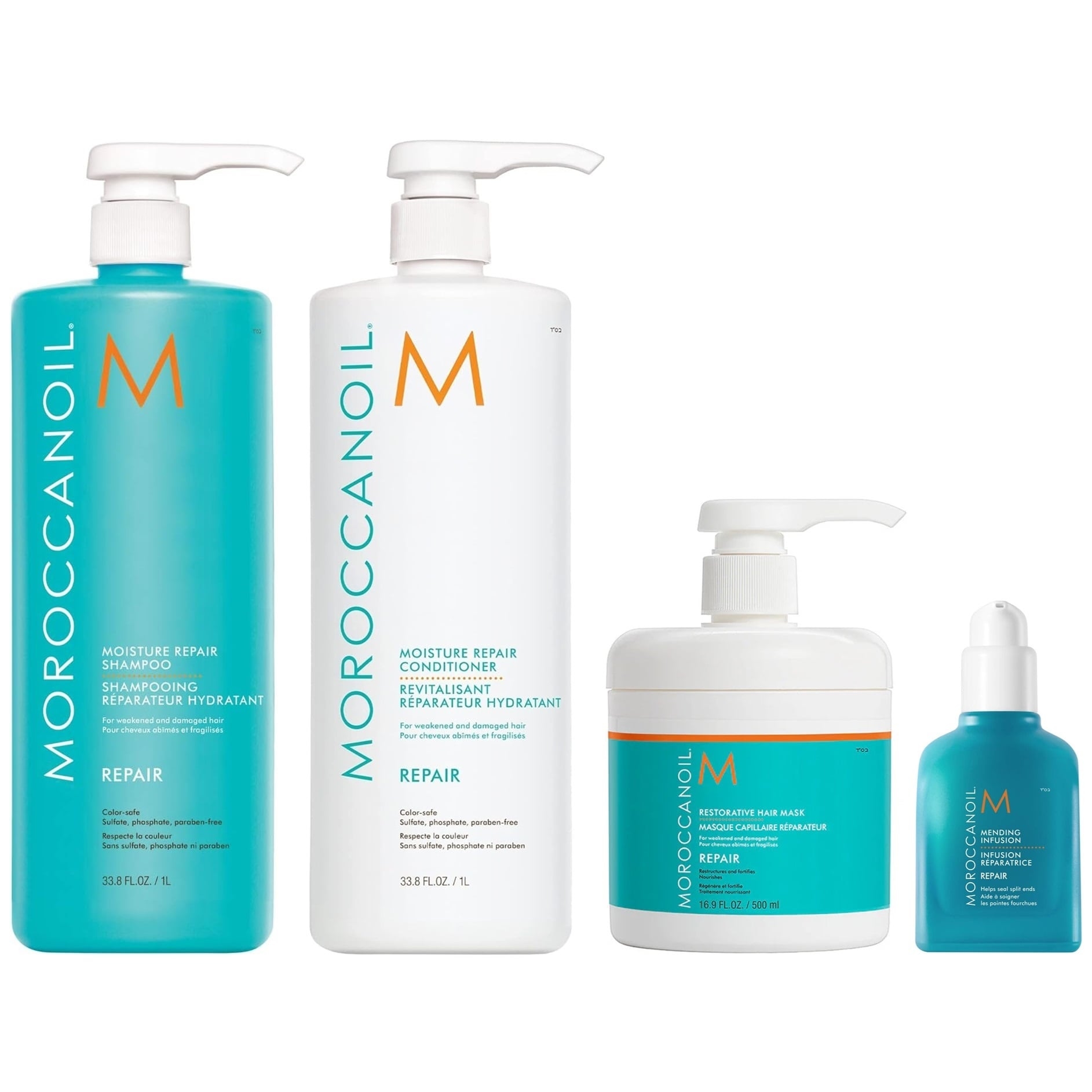 SET TRATAMIENTO CAPILAR MOROCCANOIL 1000ML REPARADOR CABELLO DAÑADO REPAIR