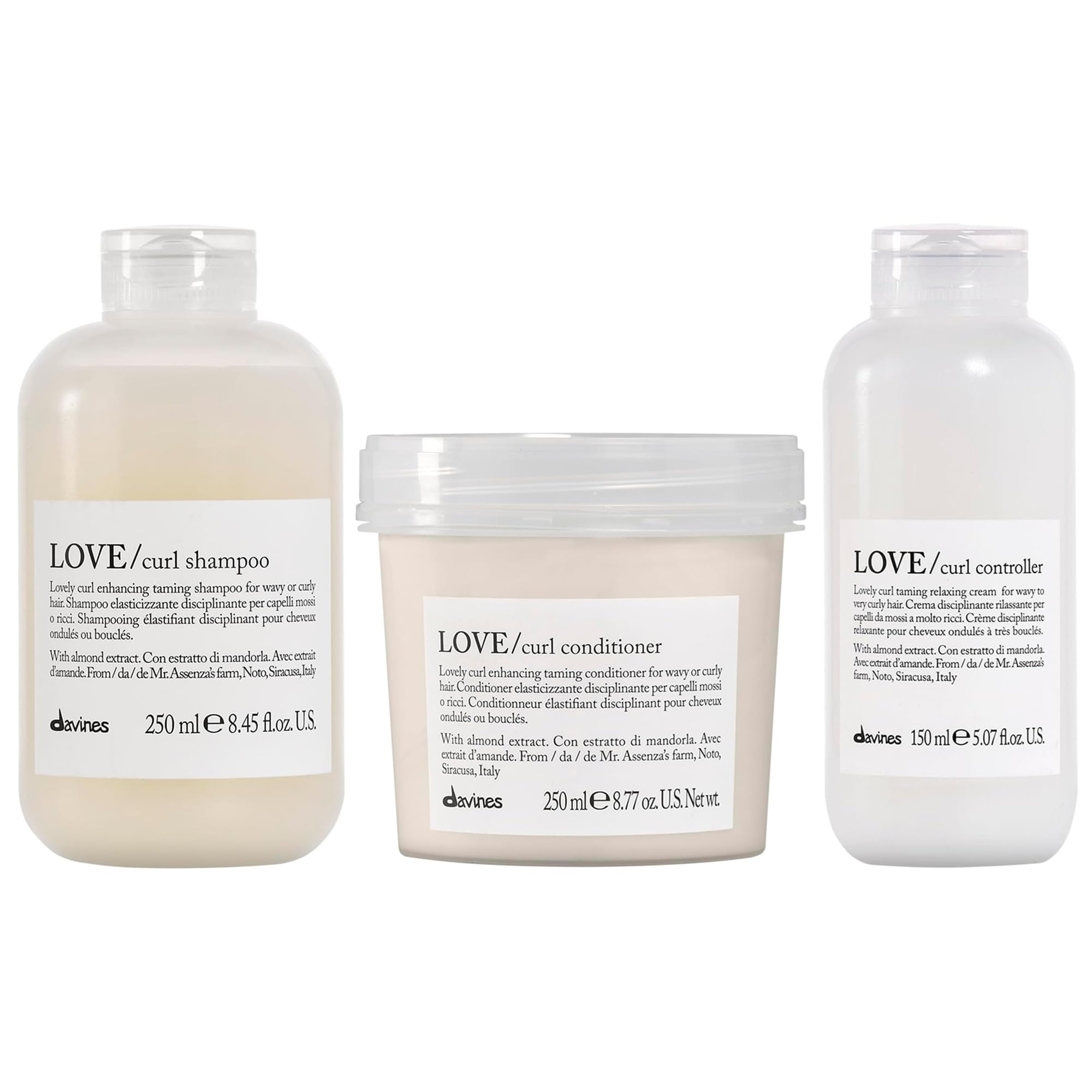 SHAMPOO 250ML+ ACONDICIONADOR+ CONTROLLER ANTI FRIZZ DAVINES LOVE CURL