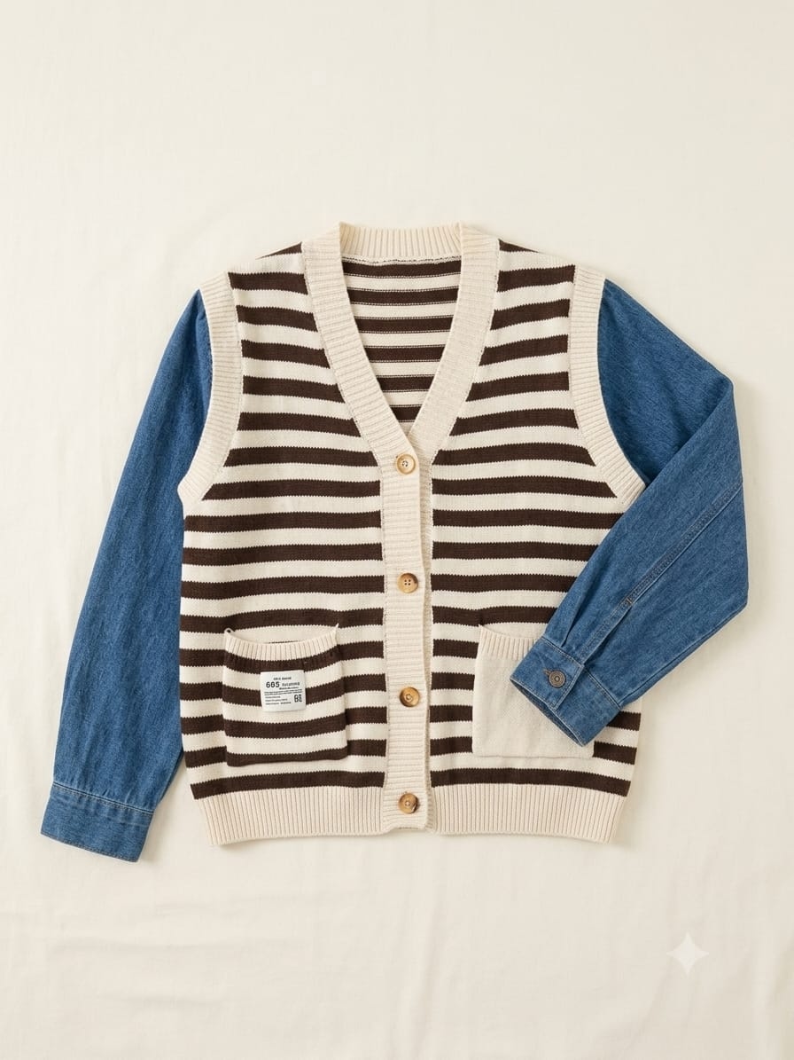 CHOMPA A RAYAS CON MANGAS JEAN MODELO COREANO PEACE AND LOVE MUJER