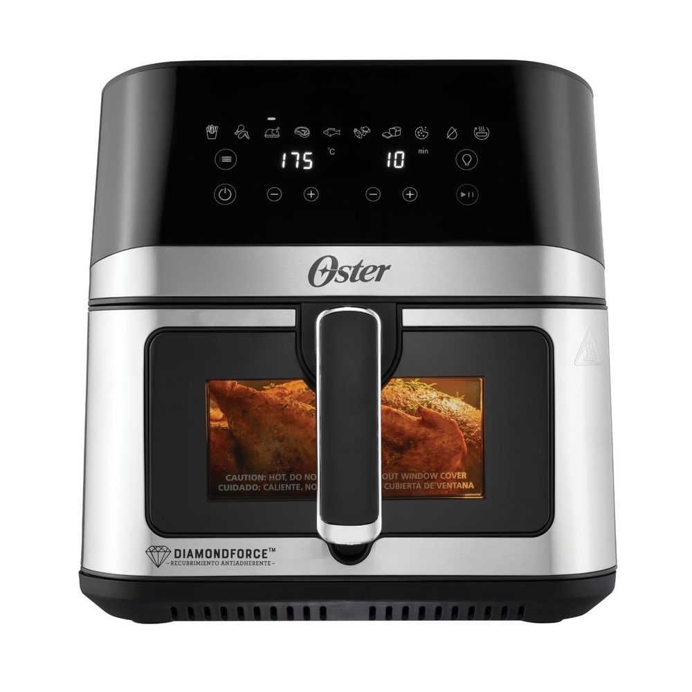 FREIDORA DE AIRE OSTER 7.5L DIGITAL RECUBRIMIENTO DIAMONDFORCE VENTANA Y LUZ INTERNA 10 PROGRAMAS CKSTAF75WDSSDF