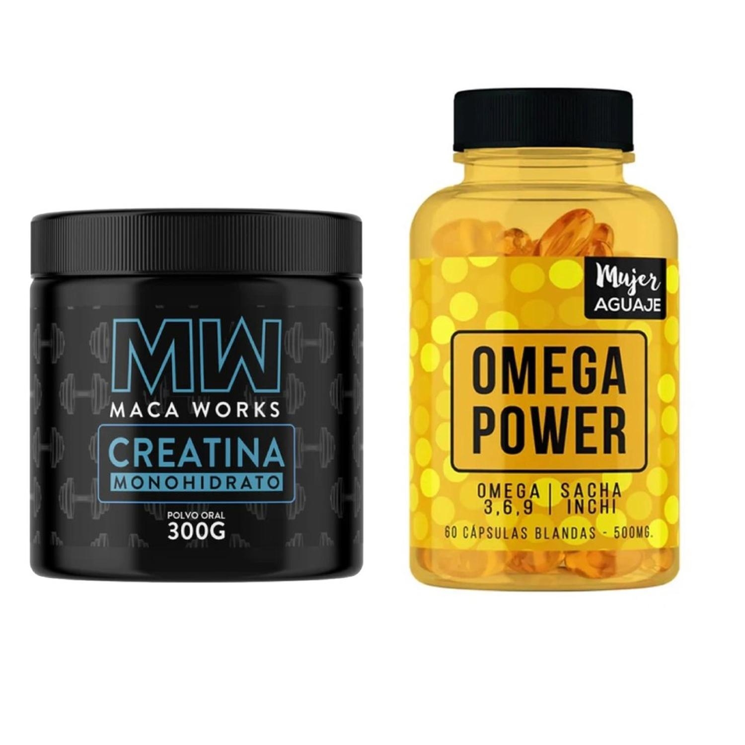 CREATINA + OMEGA POWER CÁPSULAS MACA WORKS