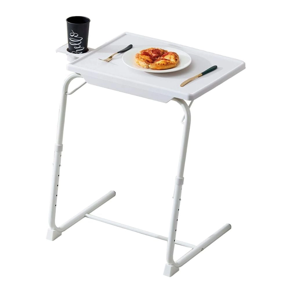 MESA PLEGABLE CON PORTAVASO COLOR BLANCO TABLE MAX