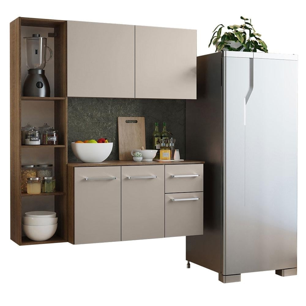 MUEBLE DE COCINA COMPACTA ELEVADA EASY 120 CM - MARRÓN/CREMA