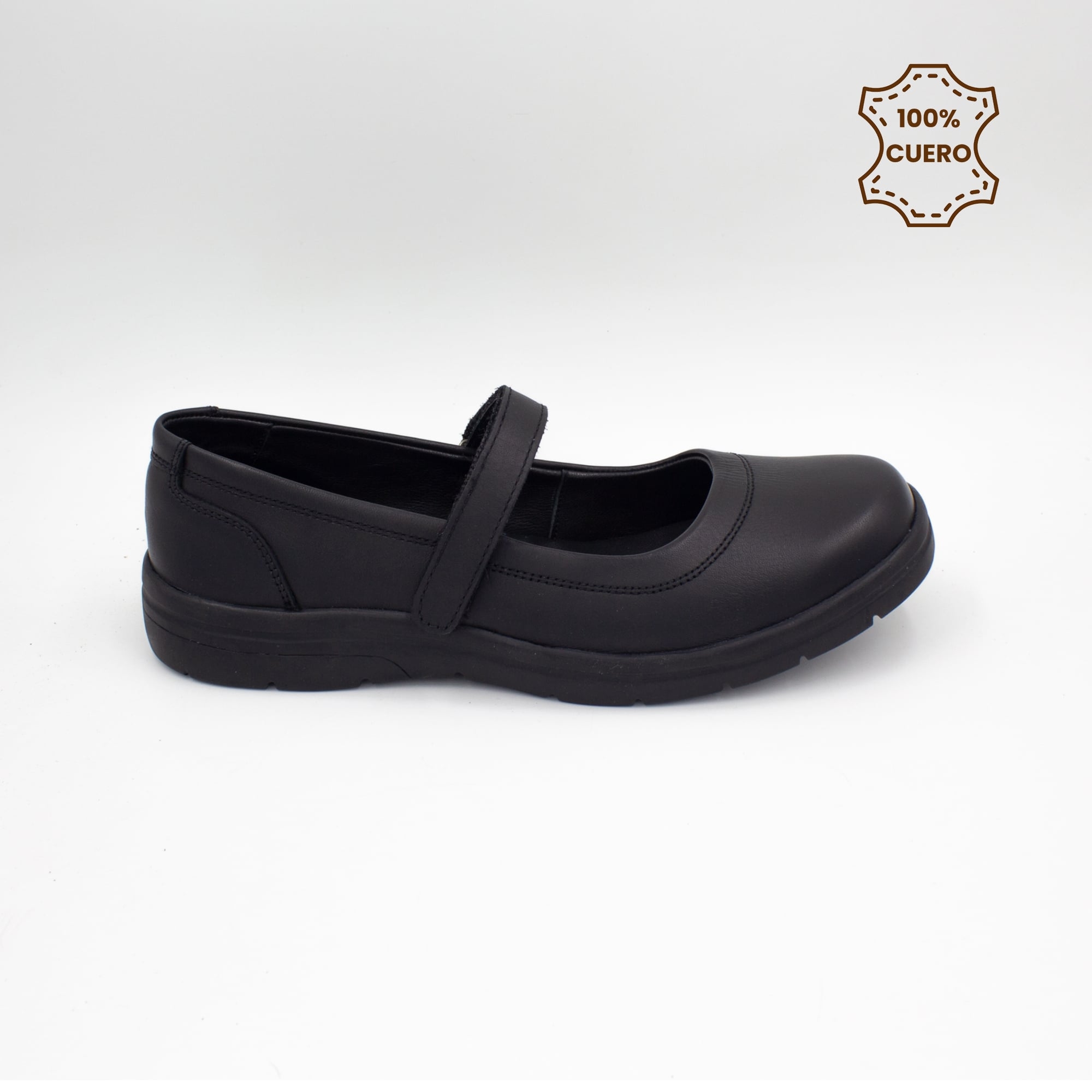 ZAPATOS PEGA PEGA NIÑA DEBBY CUERO NEGRO