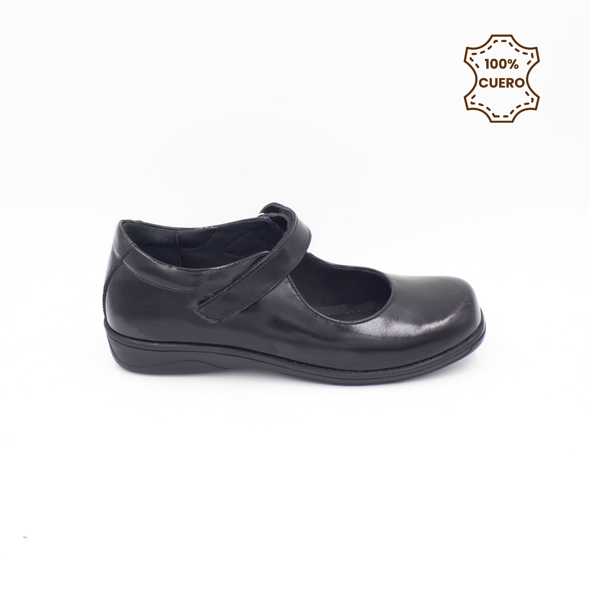 ZAPATOS PEGA PEGA NIÑA CHARLOTTE CUERO NEGRO