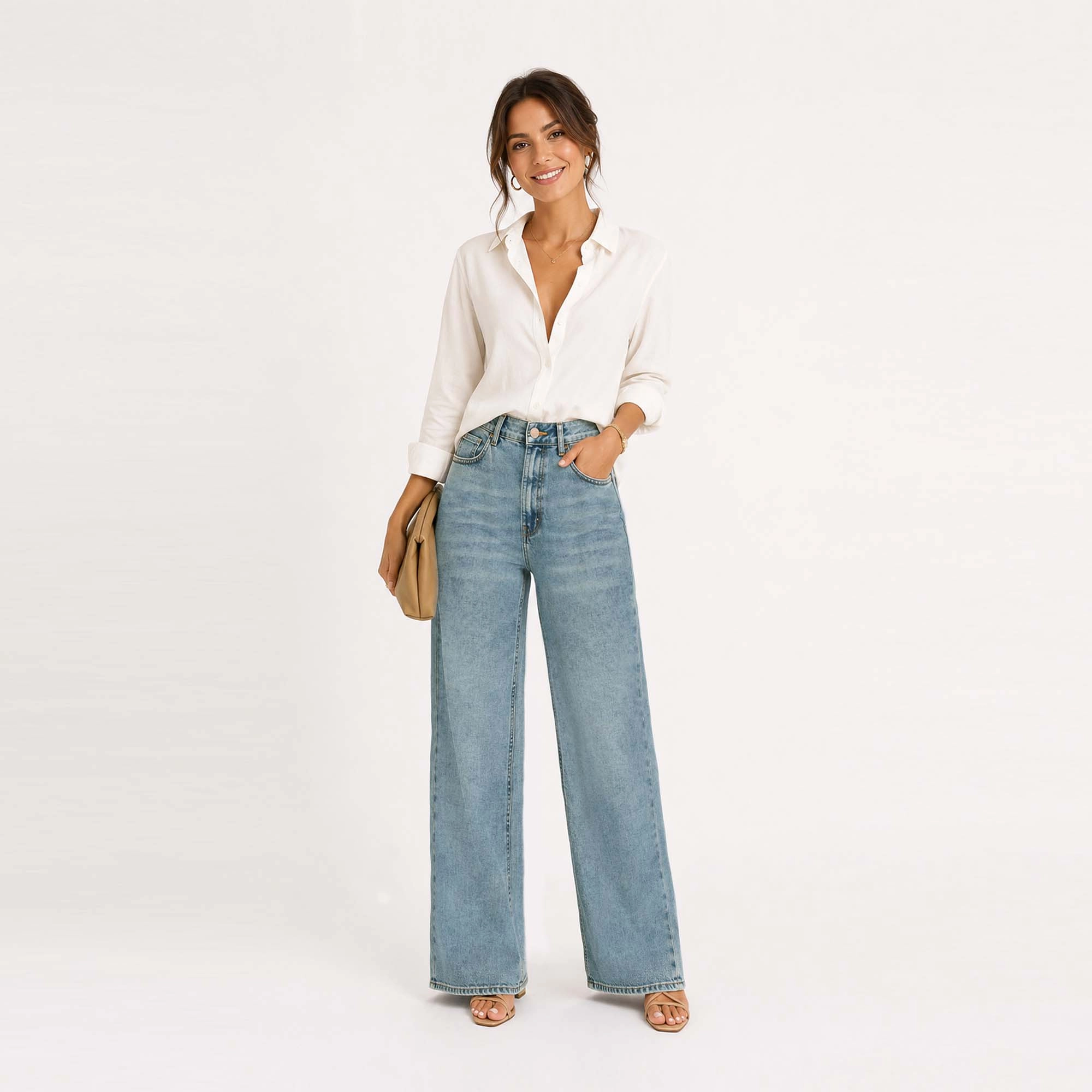 JEAN WIDE LEG PARA MUJER COTTONS JEANS ALIA REGULAR