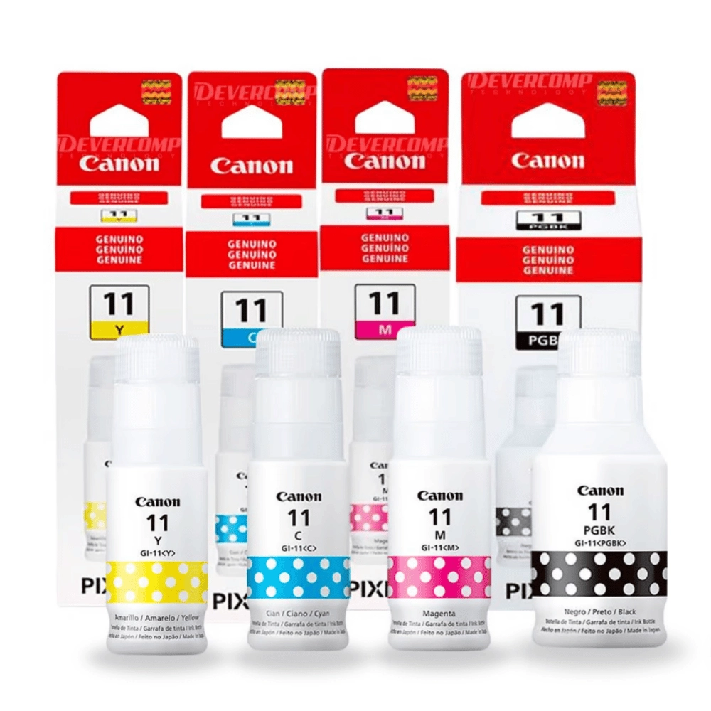 PACK DE TINTA PARA IMPRESORA CANON GI-11 NEGRO, CIAN, MAGENTA, AMARILLO