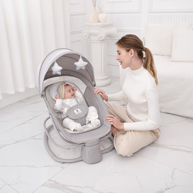 MECEDORA BABYKISS ELECTRICA MULTIFUNCIONAL MUSICAL BLUETOOH 4 EN 1 GRIS