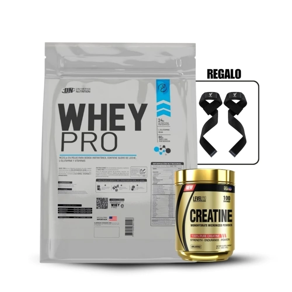 WHEY PRO 3 KG VAINILLA+CREATINA LEVEL PRO 250GRSTRAPS