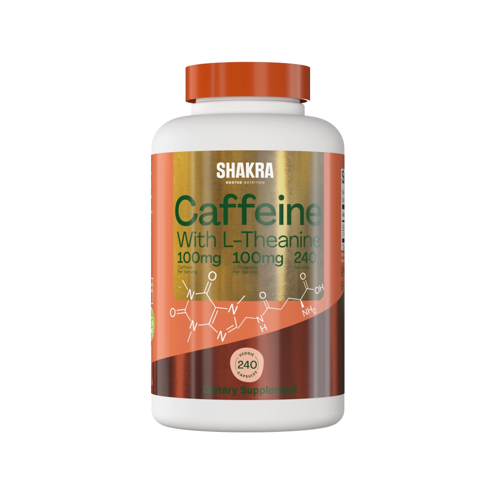 SHAKRA CAFEÍNA 100MG MAS TEANINA 100MG 240 CAPSULAS