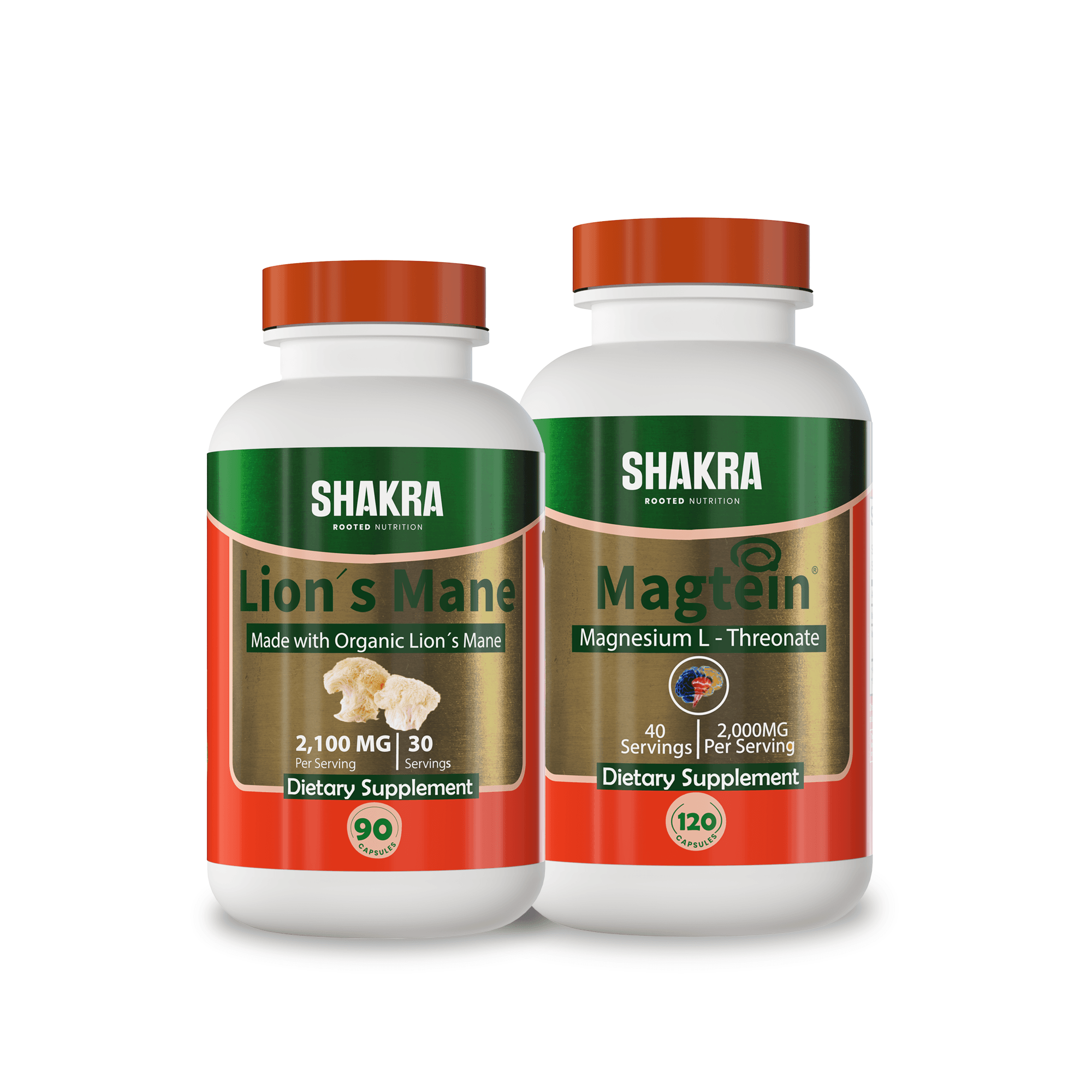 SHAKRA CLARIDAD MENTAL Y NEUROPLASTICIDAD (LION'S MANE MUSHROOM 90CAP + MAGTEIN 120CAP)