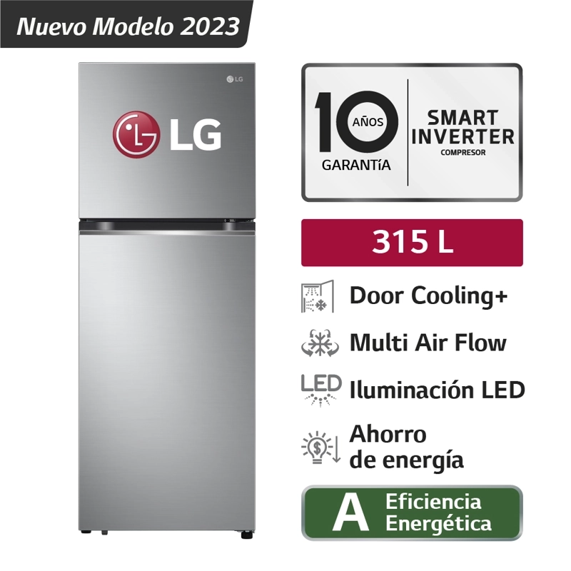 REFRIGERADORA LG GT31BPP 315L DOOR COOLING TOP FREEZER PLATEADA