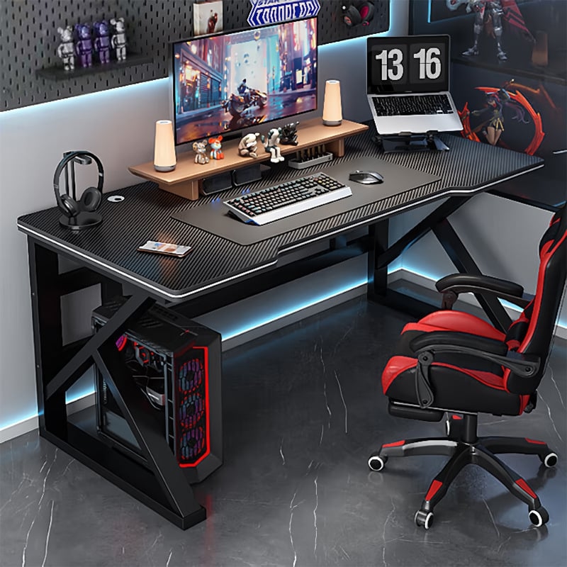 ESCRITORIO GAMER NEGRO DISEÑO ERGONÓMICO OFICINA