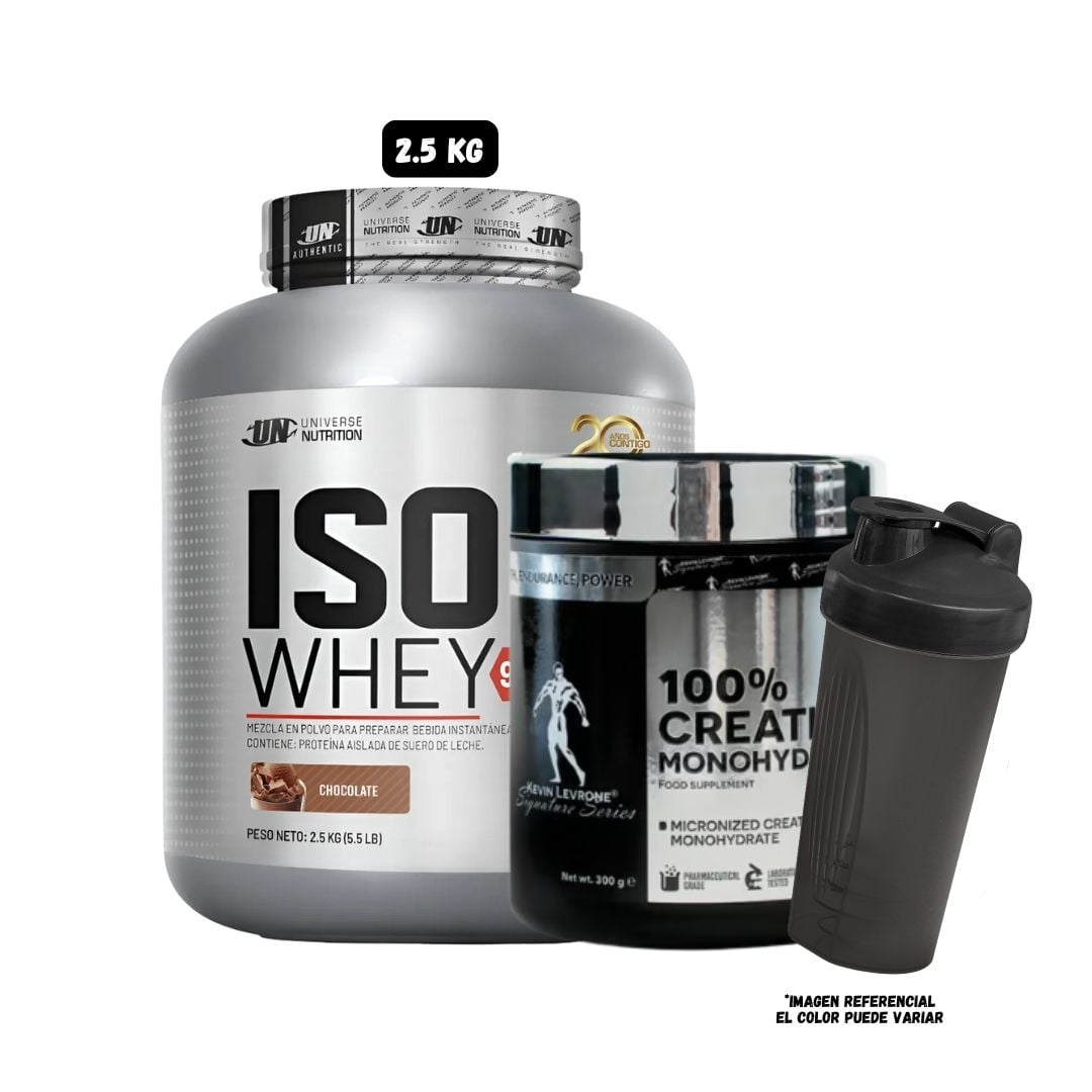 ISO WHEY 2.5 KG (CHOCOLATE) + CREATINA MONOHYDRATE KEVIN LEVRONE 300GR + 1 SHAKER