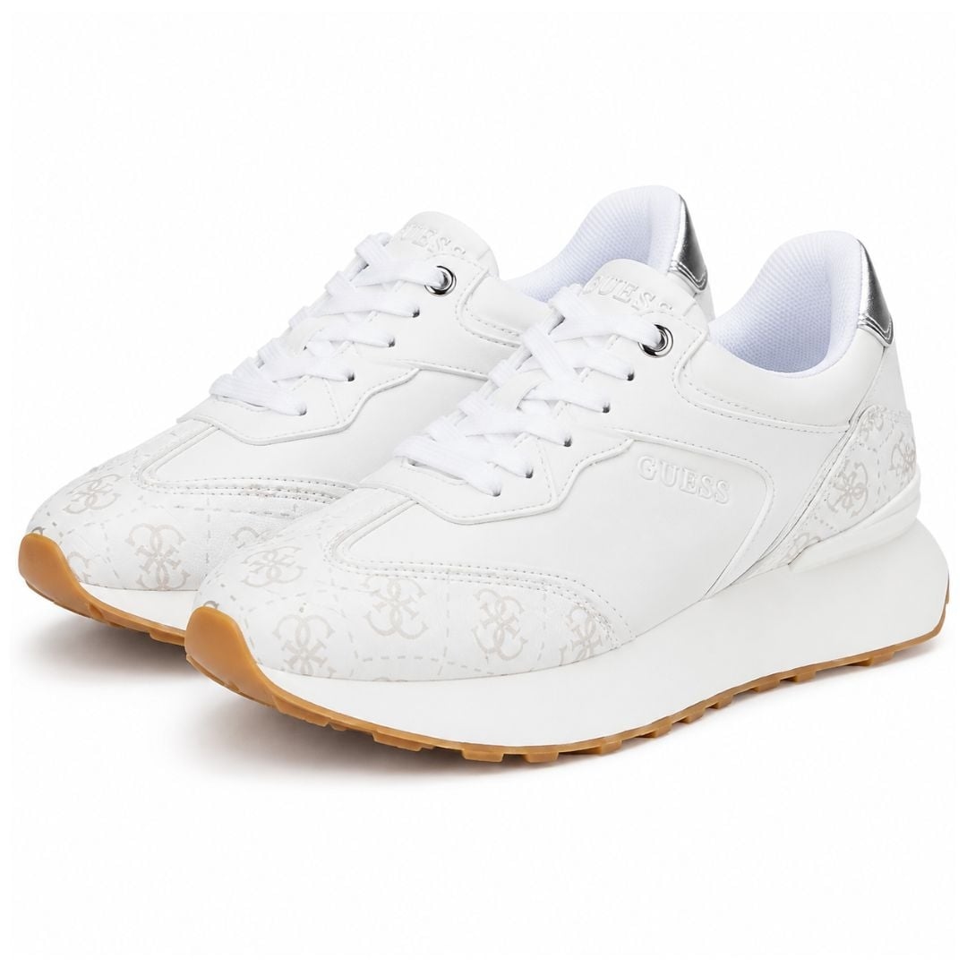 ZAPATILLAS GUESS LUCHIA MUJER LOGO MONOGRAMA LATERAL BLANCO CON PLATAFORMA