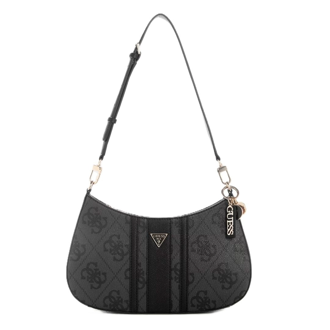 CARTERA GUESS MUJER NOELLE SHOULDER BAG NEGRO MONOGRAMA QUATTRO G ASA AJUSTABLE